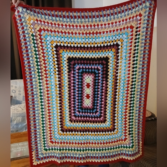 Other - Vintage Colorful Crochet Spirak Granny Square Blanket